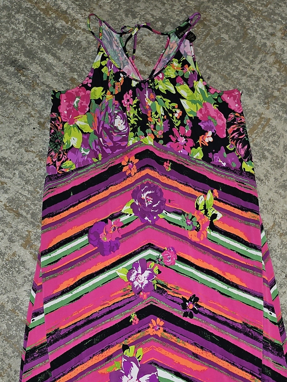 Lane Bryant Floral Multi-Stripe Maxi Dress Sz 18/20 (2X) - Picture 4 of 7